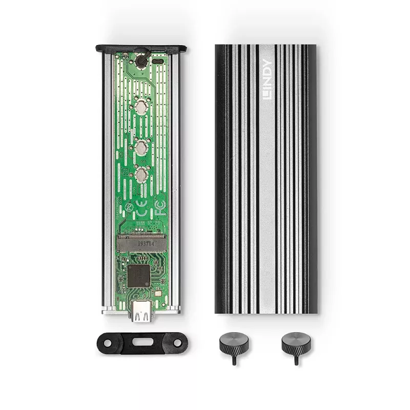 Lindy USB 3.2 Gen 2 x2 NVMe M.2 SSD Enclosure, SSD enclosure, M.2, PCI Express, 20 Gbit/s, USB connectivity, Silver