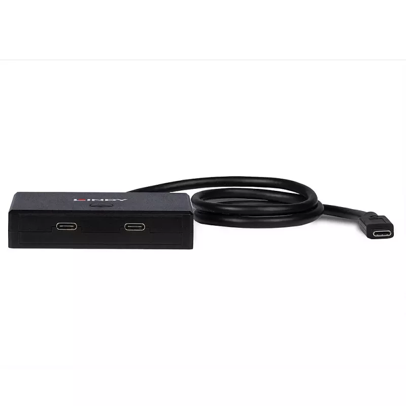 Lindy 2 Port USB 3.2 Gen 2 Type C Bi-Directional Switch, USB 3.2 Gen 1 (3.1 Gen 1) Type-C, USB 3.2 Gen 1 (3.1 Gen 1) Type-C, 5000 Mbit/s, Black, 0.6 m, 85 mm