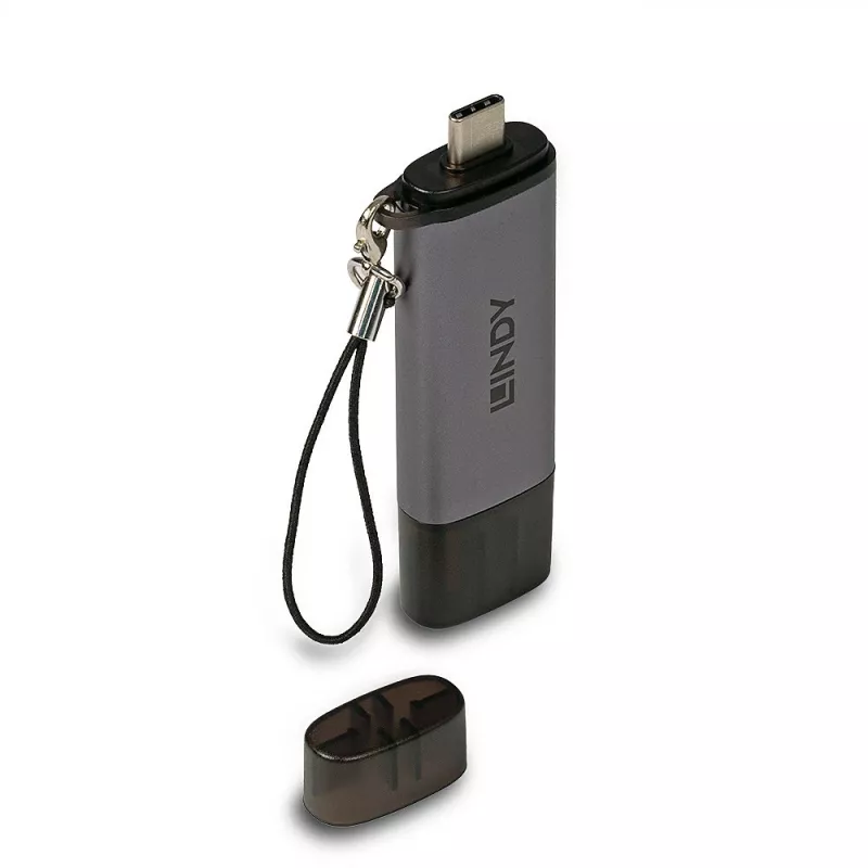 Lindy USB 3.2 Type C and A SD / Micro SD Card Reader, MiniSD, SD, Black, Grey, 5000 Mbit/s, USB 3.2 Gen 1 (3.1 Gen 1) Type-A/Type-C, 78.5 mm, 22.5 mm