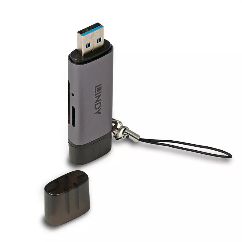 Lindy USB 3.2 Type C and A SD / Micro SD Card Reader, MiniSD, SD, Black, Grey, 5000 Mbit/s, USB 3.2 Gen 1 (3.1 Gen 1) Type-A/Type-C, 78.5 mm, 22.5 mm