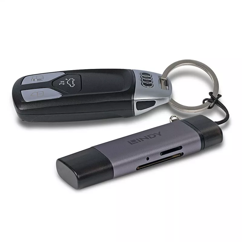 Lindy USB 3.2 Type C and A SD / Micro SD Card Reader, MiniSD, SD, Black, Grey, 5000 Mbit/s, USB 3.2 Gen 1 (3.1 Gen 1) Type-A/Type-C, 78.5 mm, 22.5 mm