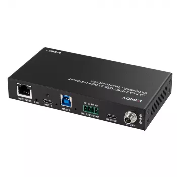 Lindy 100m Cat.6A 2 Host USB 3.2 Gen 1 HDBaseT Extender, Network transmitter & receiver, 100 m, 480 Mbit/s, Cat6a, VS6320, Phosphor bronze