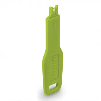 Lindy RJ45 Port Blocker key, Green, Port blocker key, RJ-45, Green, Acrylonitrile butadiene styrene (ABS), Polybag, CE, RoHS, REACH, California Proposition 65