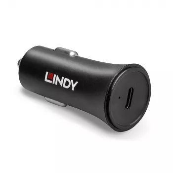Lindy Single Port USB Type C PD Car Charger, 27W, Auto, Cigar lighter, 12 V, 3 A, Black