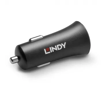 Lindy Single Port USB Type C PD Car Charger, 27W, Auto, Cigar lighter, 12 V, 3 A, Black