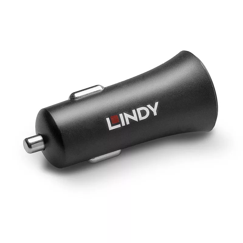 Lindy Single Port USB Type C PD Car Charger, 27W, Auto, Cigar lighter, 12 V, 3 A, Black