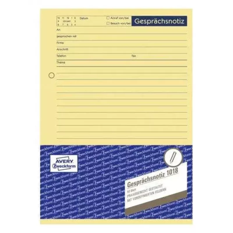 Non-adhesive Label Avery 1018 Yellow Rectangle