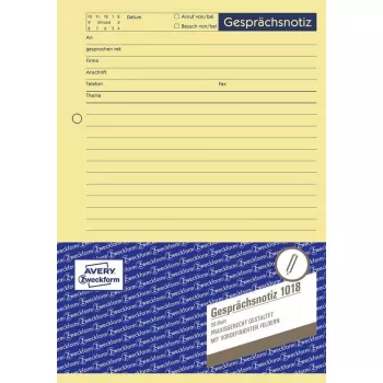 Non-adhesive Label Avery 1018 Yellow Rectangle