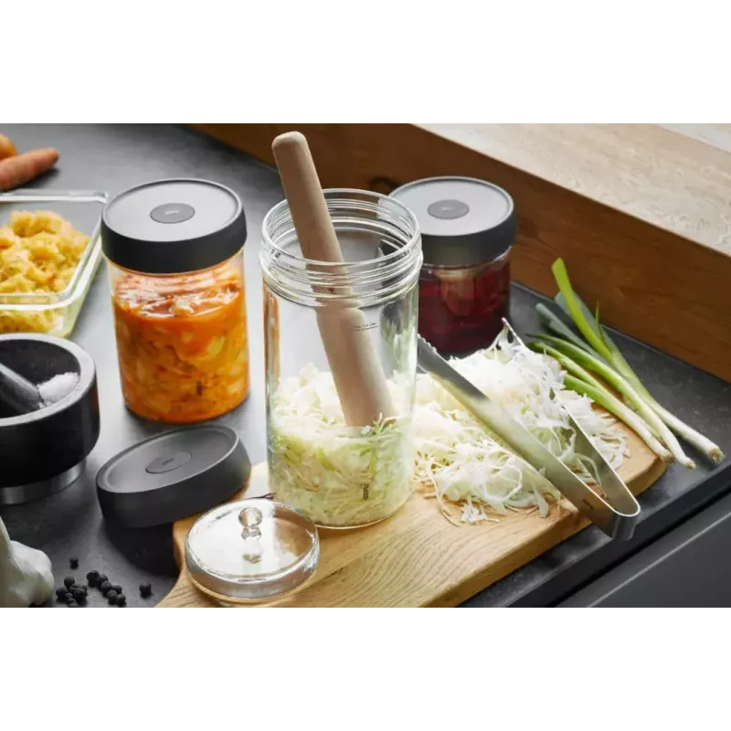 Fermentation jar 1 L GEFU NATIVO G-15810, glass jar with airlock lid for pickling and lacto-fermentation