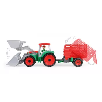 Toy tractor with hay trailer Lena Truxx 04428 open box – plastic play set