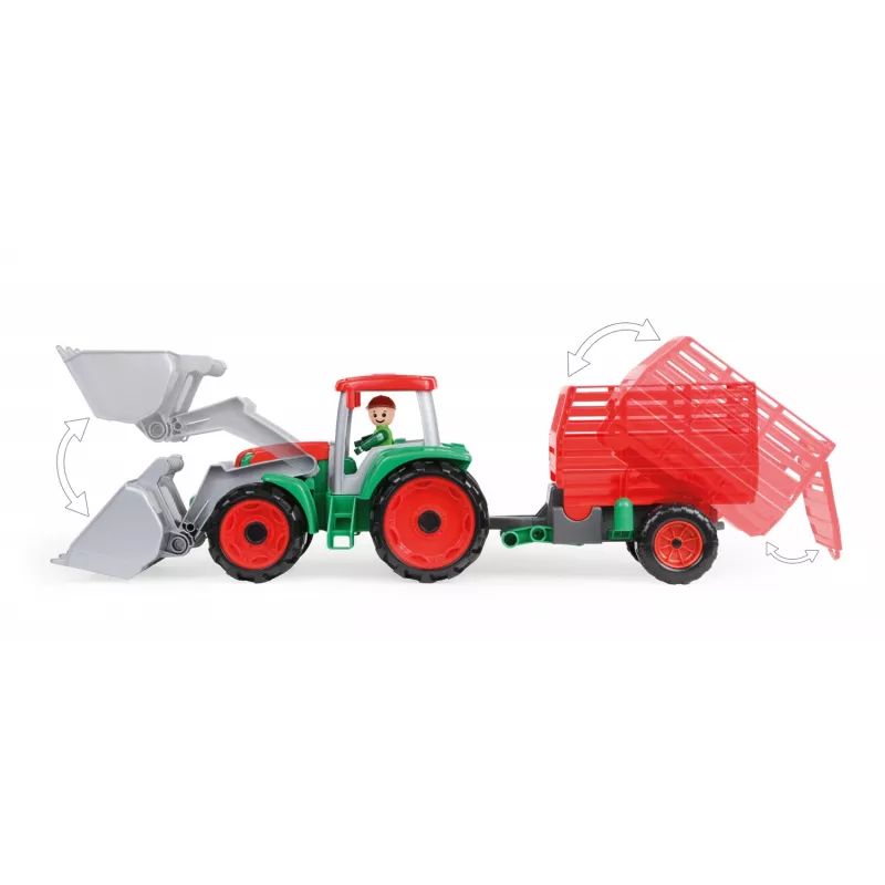 Toy tractor with hay trailer Lena Truxx 04428 open box – plastic play set