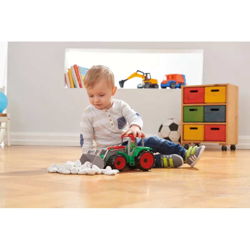 Toy tractor with hay trailer Lena Truxx 04428 open box – plastic play set