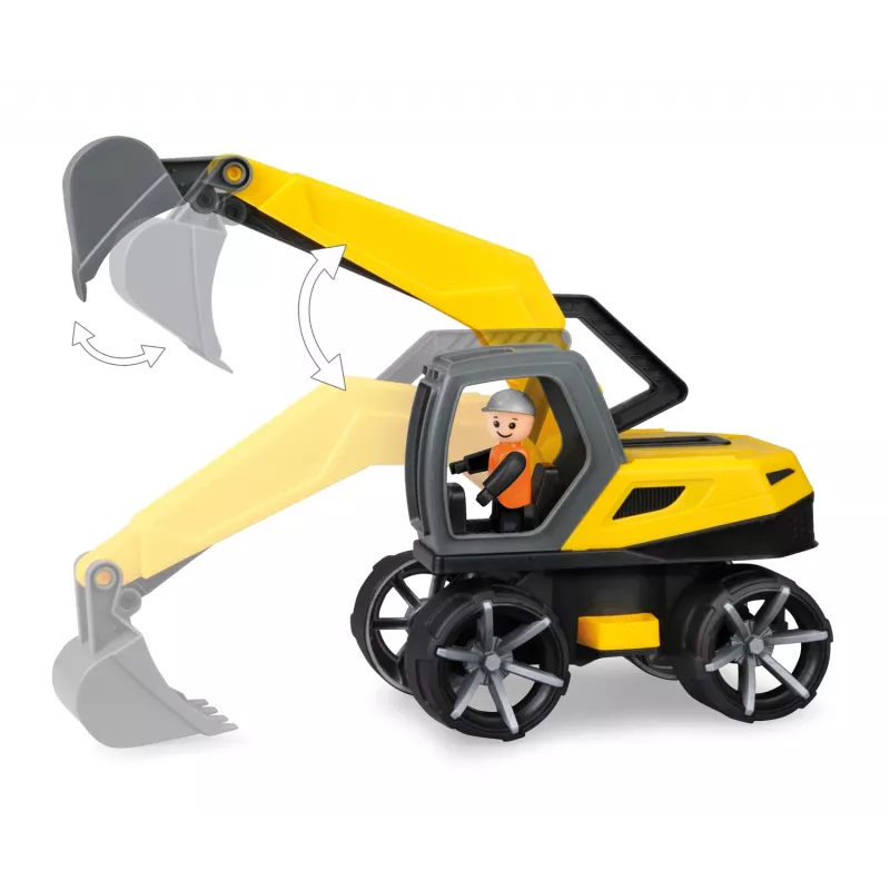 Excavator toy Lena TRUXX SM04531, recommended age 2+, grey and yellow