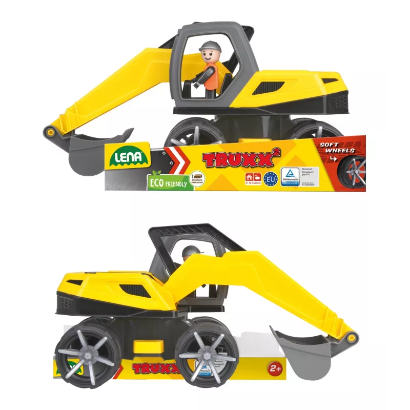 Excavator toy Lena TRUXX SM04531, recommended age 2+, grey and yellow