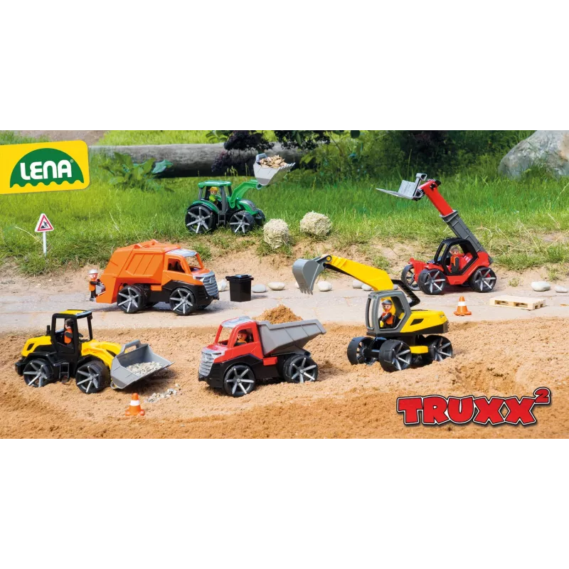 Excavator toy Lena TRUXX SM04531, recommended age 2+, grey and yellow