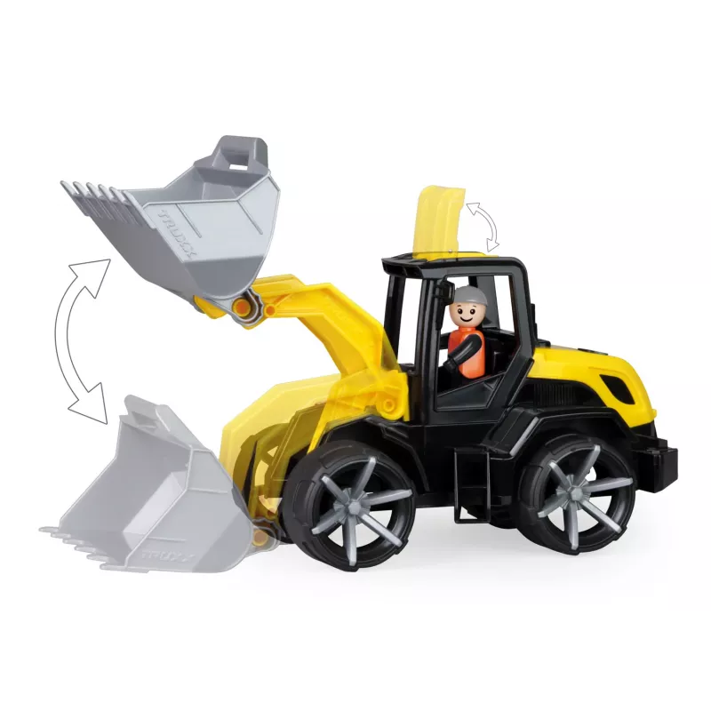 Excavator toy Lena TRUXX SM04532, rubber and steel construction, grey/yellow, for ages 2+