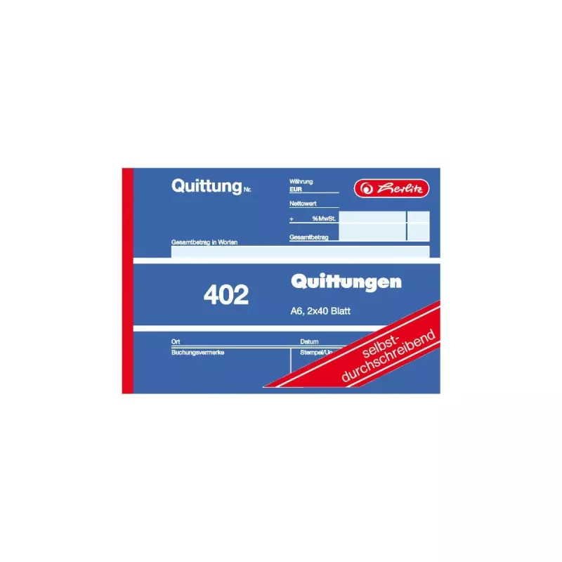 Receipt pad Herlitz 7876147 A6 80 sheets