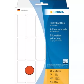 Multi-purpose labels HERMA 2412 20x50 mm red paper matt hand inscription