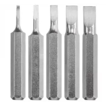 Screwdriver bit set KWB 128540 — 5 pieces, flat tips, 28 mm