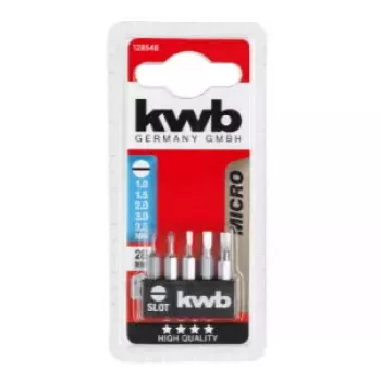 Screwdriver bit set KWB 128540 — 5 pieces, flat tips, 28 mm