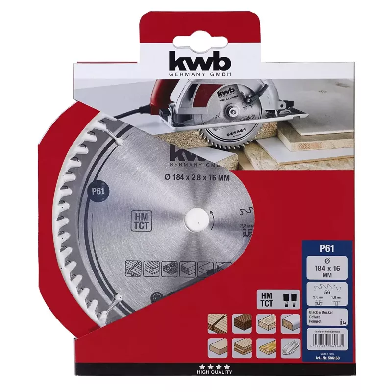 Circular Saw Blade KWB 586168 Tungsten Carbide Tipped 1 pc