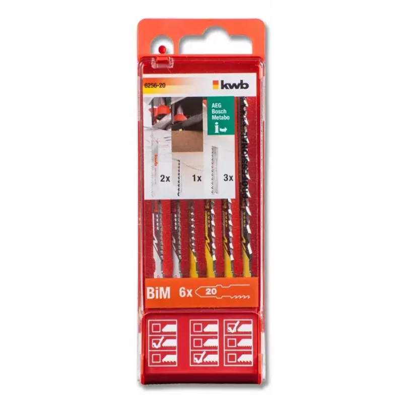 Jigsaw blade KWB 625620 High Carbon Steel High-Speed Steel 6 pcs