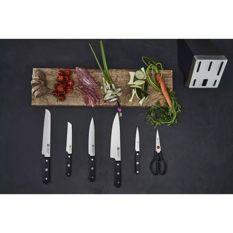 Knife and cutlery block set ZWILLING Gourmet 7 pcs — steel blades, plastic handles, 2.51 kg