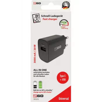 Mobile Device Charger 2GO 797273 Universal Black AC Fast Charging