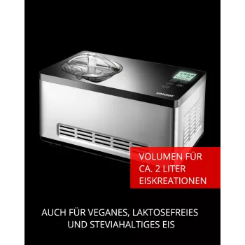 Unold 48845 ice cream maker Compressor ice cream maker 2 L 180 W Black, Stainless steel