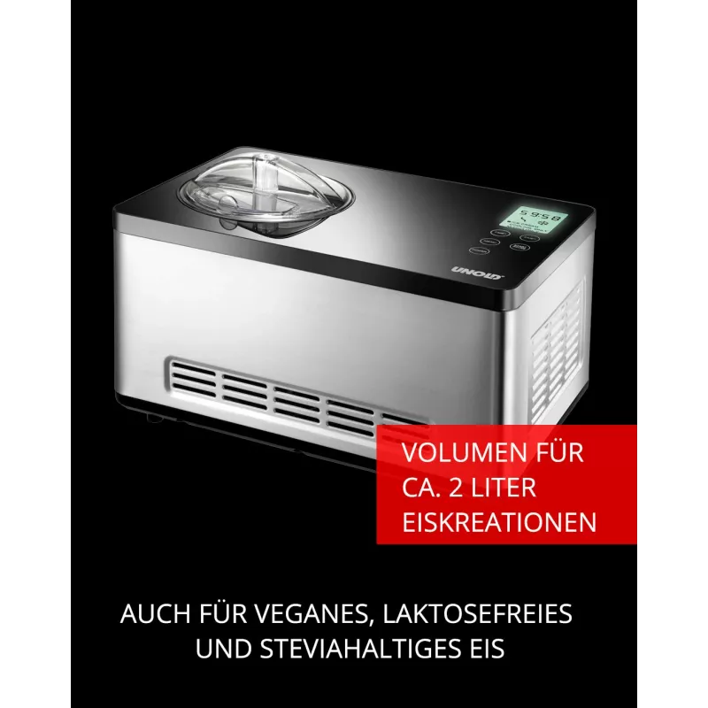 Unold 48845 ice cream maker Compressor ice cream maker 2 L 180 W Black, Stainless steel