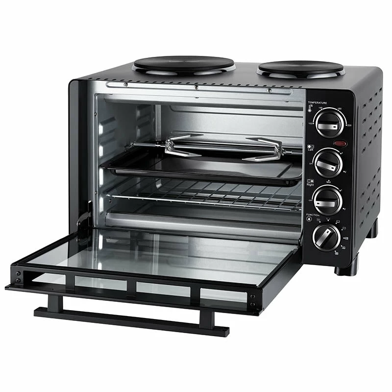 Unold Small kitchen all in one, Freestanding cooker, Black, Rotary, Black, Metal, Glass