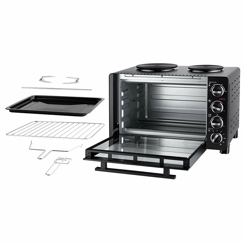 Unold Small kitchen all in one, Freestanding cooker, Black, Rotary, Black, Metal, Glass