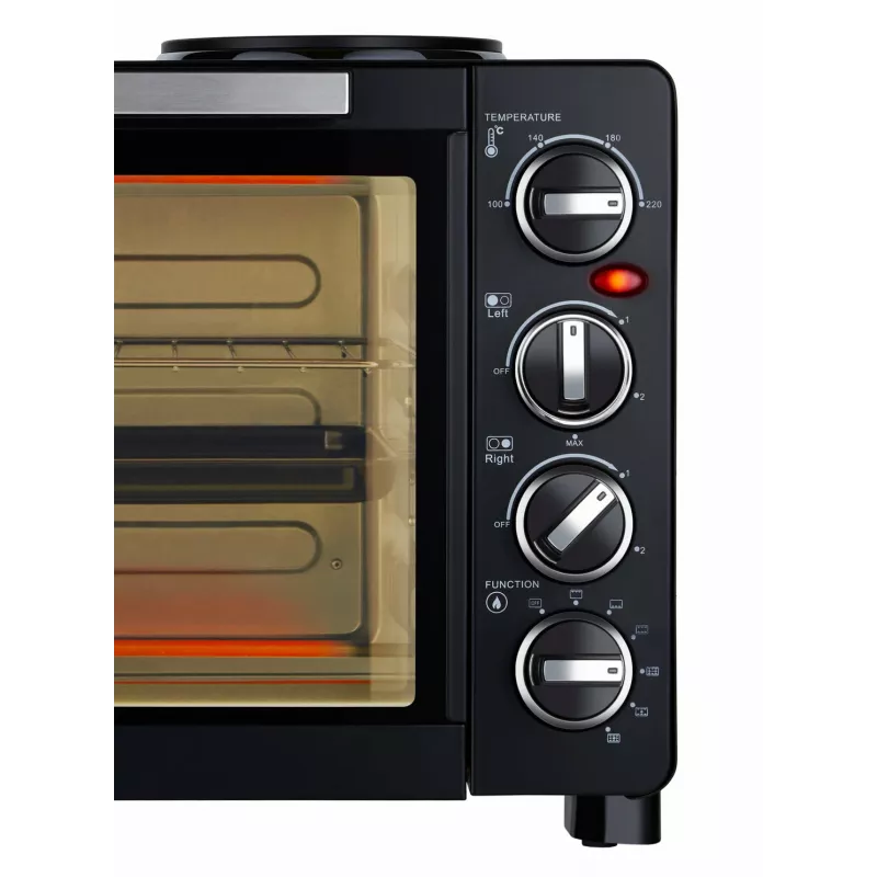 Unold Small kitchen all in one, Freestanding cooker, Black, Rotary, Black, Metal, Glass