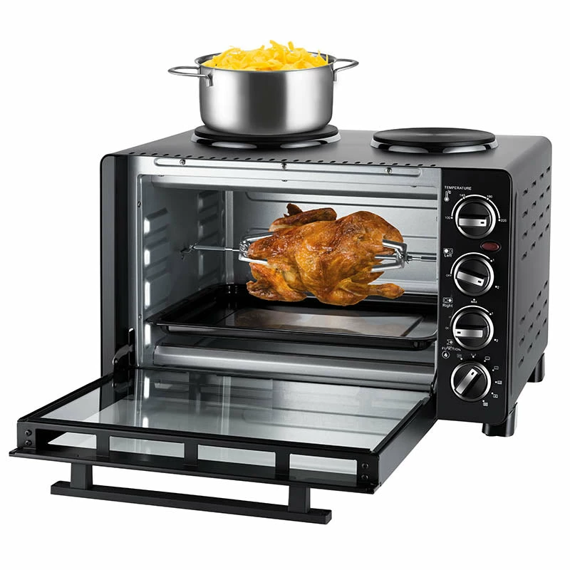 Unold Small kitchen all in one, Freestanding cooker, Black, Rotary, Black, Metal, Glass