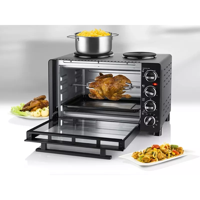 Unold Small kitchen all in one, Freestanding cooker, Black, Rotary, Black, Metal, Glass