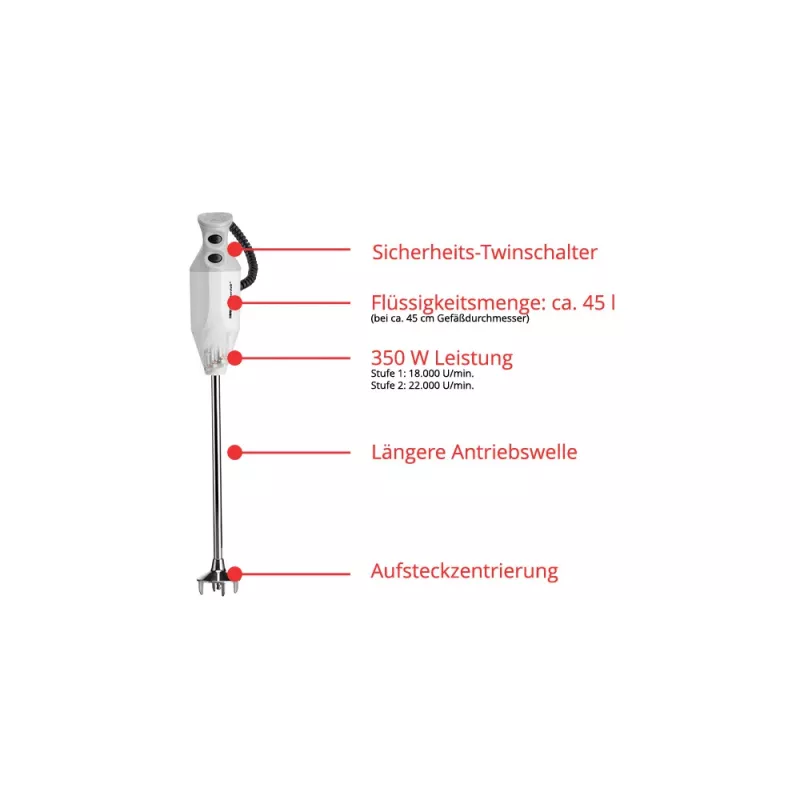 ESGE G 350 Gastro Max, Immersion blender, 3.5 m, 350 W, Grey, White
