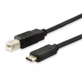 Equip USB 2.0 Type C to Type B Cable, 1m, 1 m, USB B, USB C, USB 2.0, Male/Male, Black