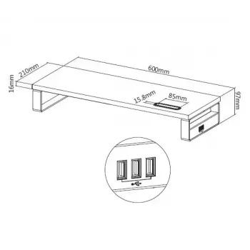 Equip 650881 Desktop Monitor Stand with USB