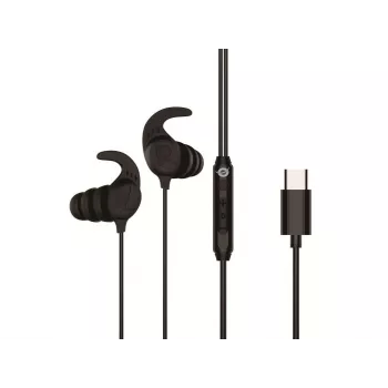 Wired in-ear headset CONCEPTRONIC BRENDAN05B — USB-C, 20–20000 Hz, 1.2 m cable, ear-hook (black)