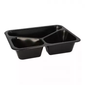 Papstar 96554 Disposable Food Storage Container Black PET 227x178x45mm