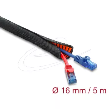 Cable protection sleeve self-closing double-layer DELOCK 5 m × 16 mm, black