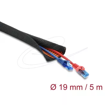 DELOCK Cable Protection Sleeve self-closing double-layer 5 m x 19 mm black