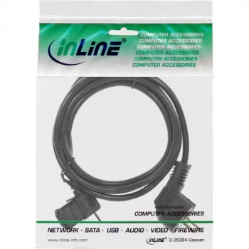 InLine Power cable, CEE 7/7 angled / 3pin IEC C13 left angled, black, 1.8m