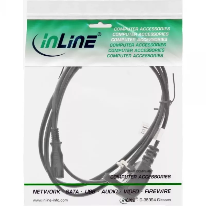 InLine power cable mains male England / Euro 8 female, 1.8m, 1.8 m, BS 1363, C7 coupler, 250 V, 2.5 A