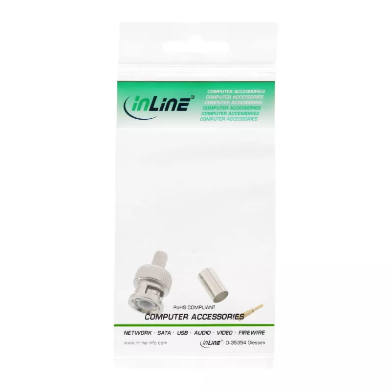 InLine BNC Crimping Plug for RG59 Video Cable, Bronze, 7 g, 70 mm, 123 mm, 15 mm, 9 g