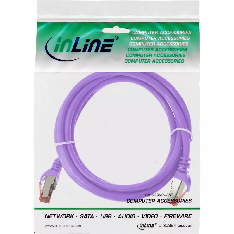 InLine Patch Cable S/FTP PiMF Cat.6 250MHz PVC copper purple 1m
