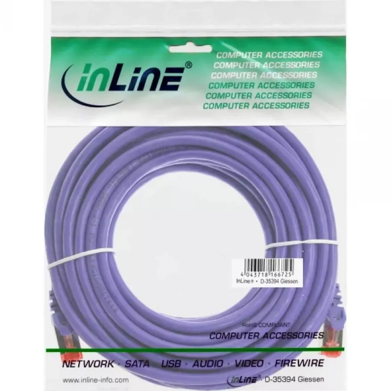 InLine Patch Cable S/FTP PiMF Cat.6 250MHz PVC copper purple 7.5m