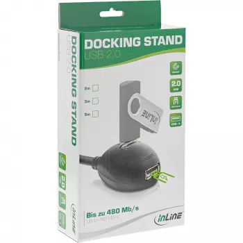 InLine USB 2.0 Cable Type A male / female, with base, black, 2m