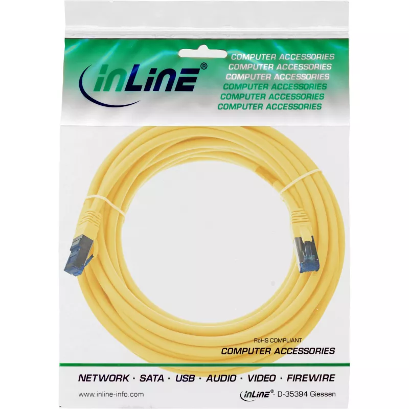 InLine Patch Cable S/FTP PiMF Cat.6A halogen free 500MHz yellow 10m