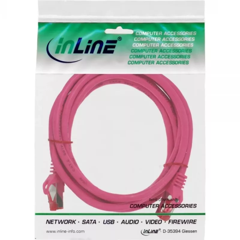 InLine Patch Cable S/FTP PiMF Cat.6 250MHz PVC copper pink 3m
